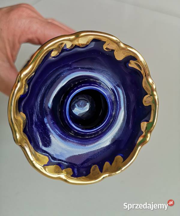 Świecznik porcelanowy kobalt vintage Toruń