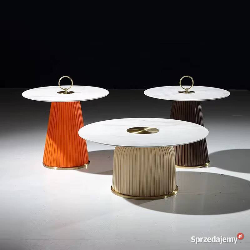 Złoty stolik kawowy Premium Nadia z kamiennym sprzedam