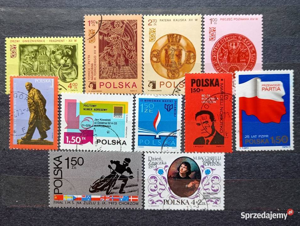 Znaczki polskie 1973 kasowane Leźnica Wielka-Osiedle