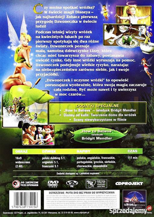 DZWONECZEK I UCZYNNE WRÓŻKI DISNEY aż 111 min wielkopolskie Kalisz