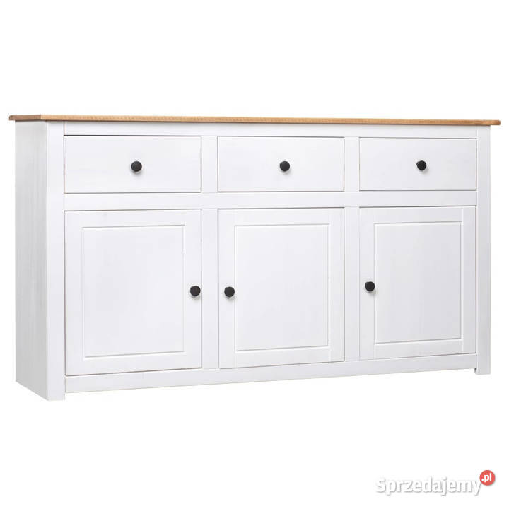 Szafka biała 135x40x80 lite drewno sosnowe seria Warszawa