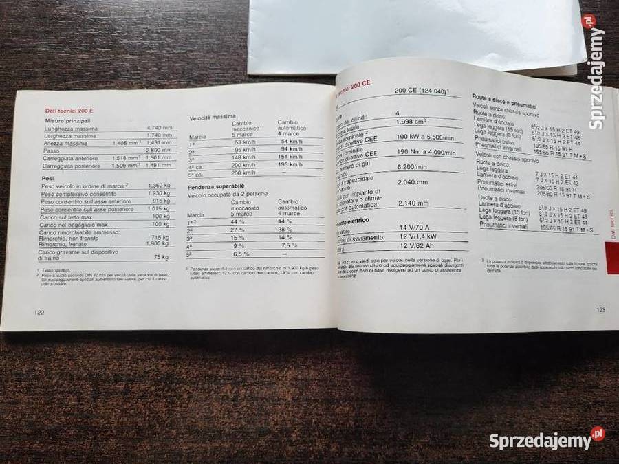 Mercedes 124 Instrukcja obsługi włoska pomorskie Gdańsk