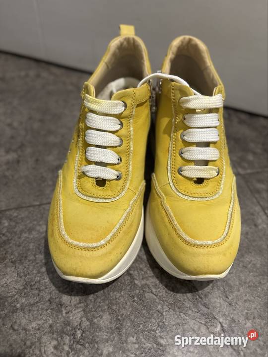 Żółte koturny skórzane Marco Moreo Milano żółte inna podkarpackie Szwedy