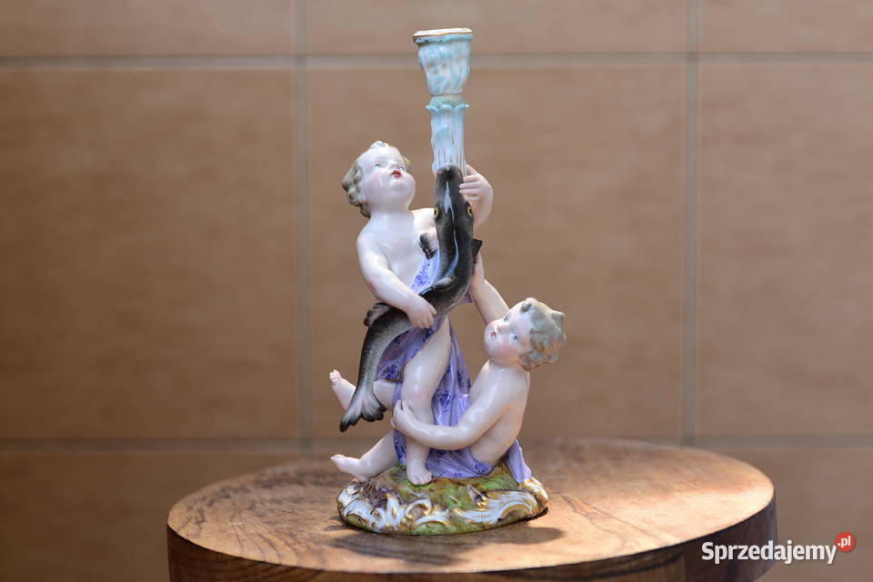 Meissen Porcelanowa Figurka z Dwoma Cherubami i Antyki opolskie Nysa