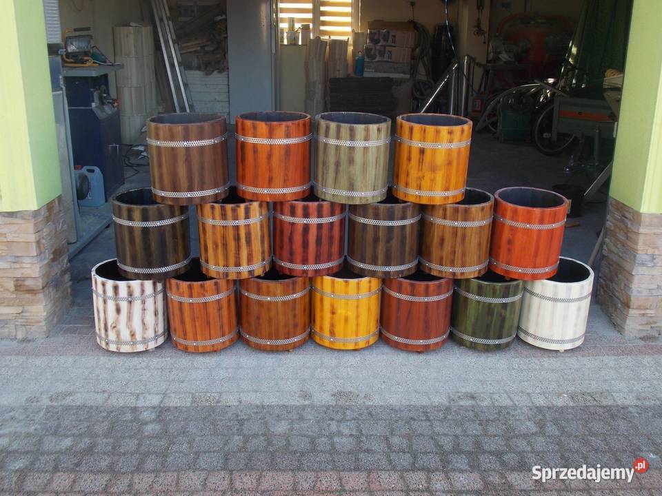 Nowoczesna doniczka drewniana TUBA donica wiele Dębica