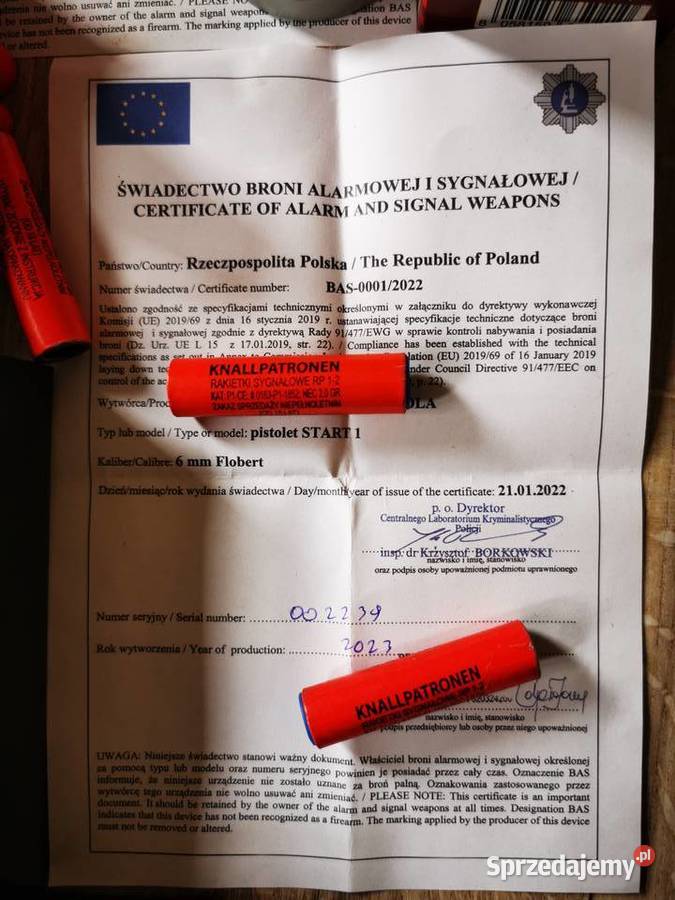 Pistolet na kapiszony odstraszanie dziki ptaki Ostrowiec Świętokrzyski
