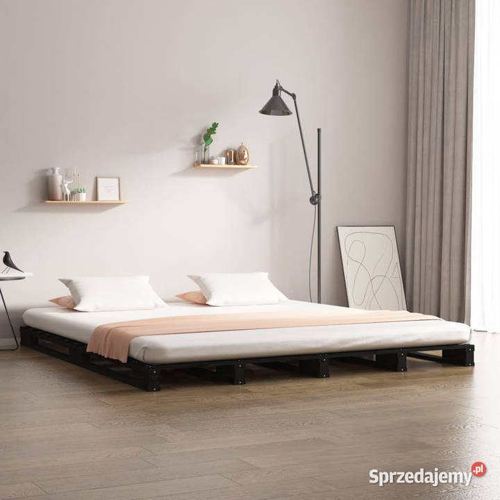 Łóżko z palet czarne lite drewno sosnowe 140x190 140cm Warszawa