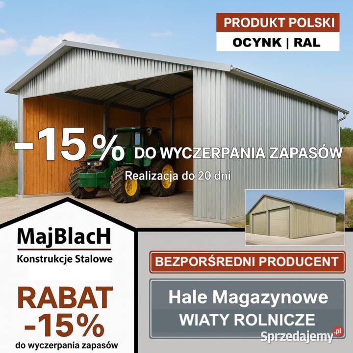 A42 15 OCYNK Wiata Hala Garaż Blaszany Montaż sprzedam