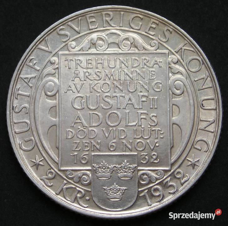 SZWECJA 2 KORONY 1932 ADOLF SREBRO łódzkie Łódź sprzedam