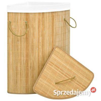 vidaXL Bambusowy kosz na pranie narożny 60