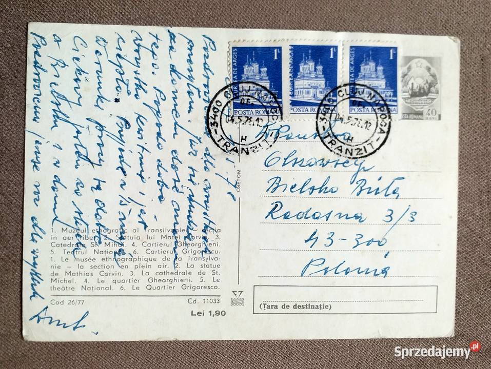 KLUŻNAPOKA CLUJNAPOCA STOLICA BYŁEGO Pocztówki i karty telefoniczne Piszczac