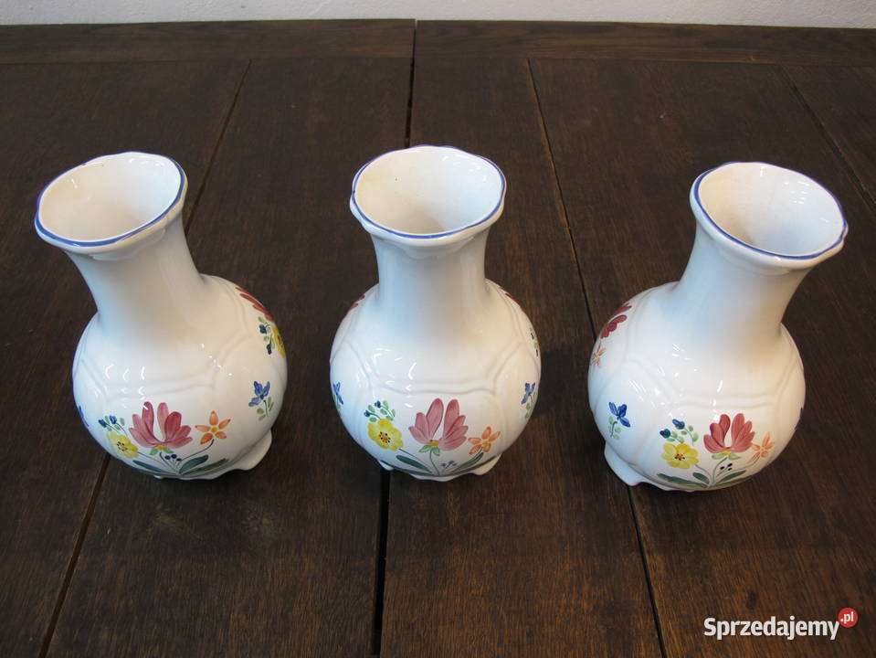 Wazon ceramiczny biały kwiaty Herend Węgry wielokolorowy