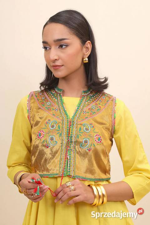 Złota kamizelka bolerko gorset M 38 etno folk Rozmiar 38(M) Szczecin