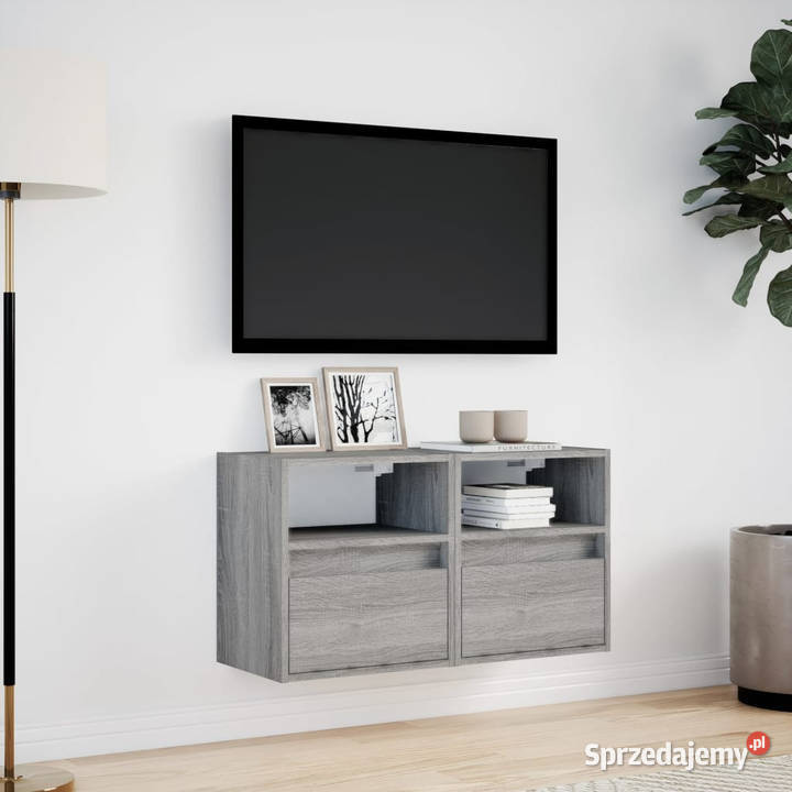 Ścienne szafki TV z LED 2 szary dąb sonoma sprzedam