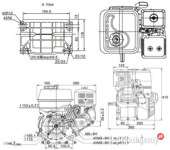 SILNIK LONCIN G270FC SPALINOWY BENZYNOWY 9 WAŁ Opalenica