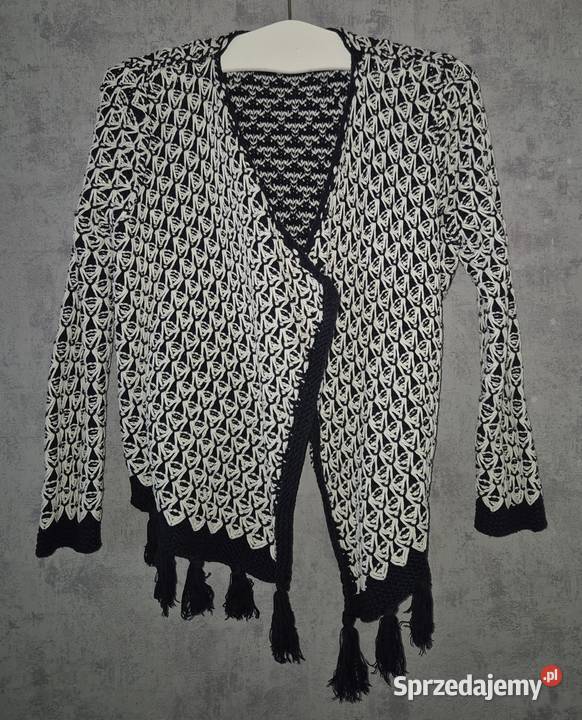 Sweter damski cardigan narzutka czerń i biel Inny wzór Łódź