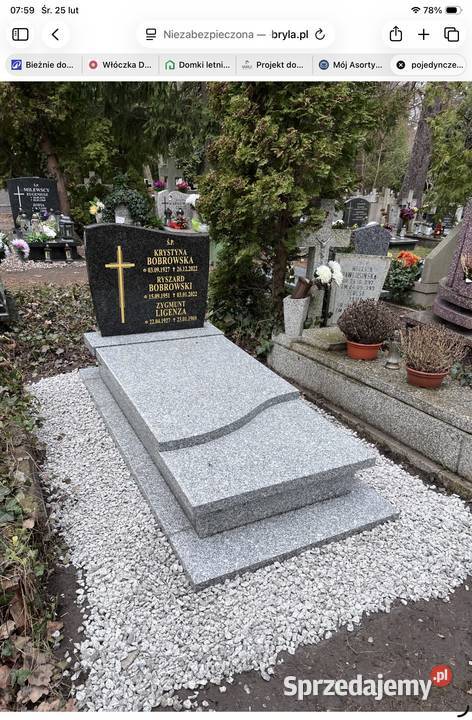 Nagrobek POMNIK GRANIT STRZEGOM Z MONTAŻEM Konary