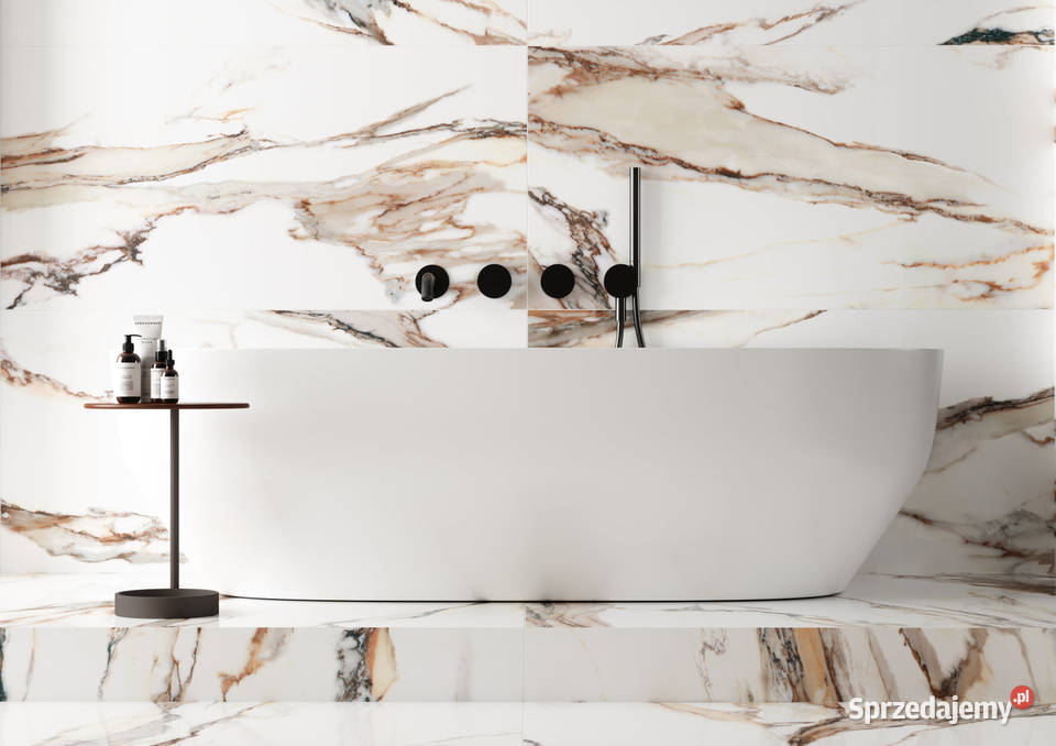 Gres półmatowy 120x120 CALACATTA GOLD CARARA Ściany i elewacje łódzkie