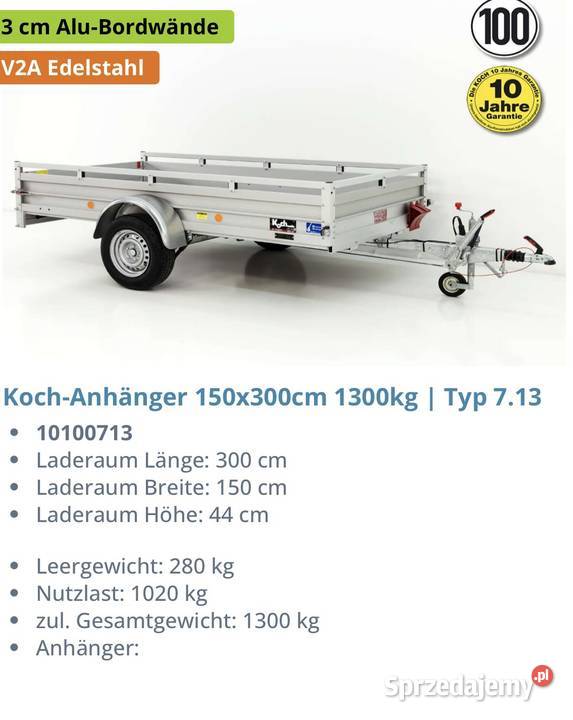 Przyczepka KOCH 150X300 1300 1 lubuskie