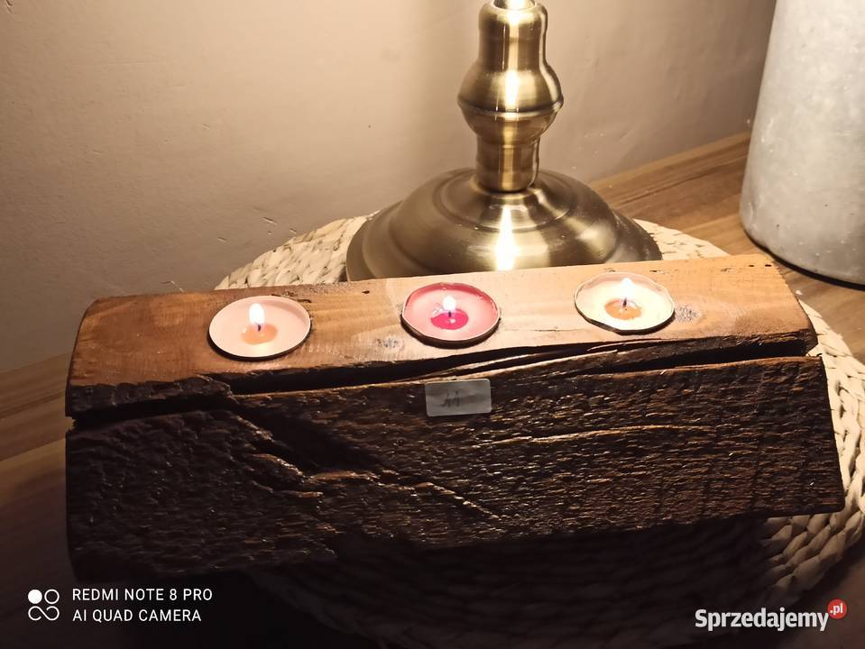 Świecznik drewniany loft Wojsławice sprzedam