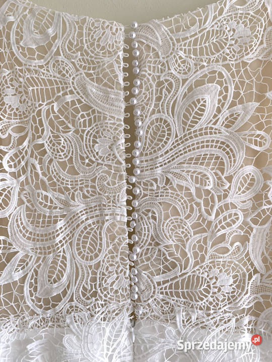 Suknia ślubna ivory liniaA rękawy 48 4XL 50 5XL Linia "A"