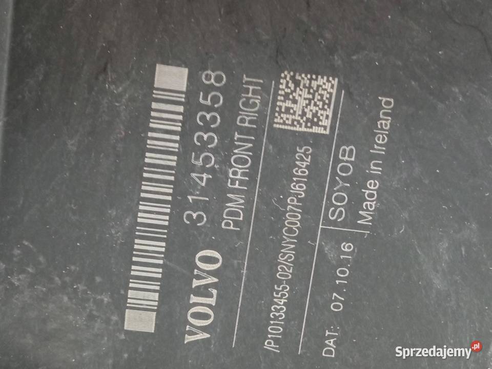 MECHANIZM SZYBY PRAWY PRZÓD 31378593 Volvo S90 Rok produkcji 2016