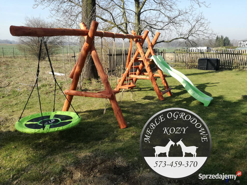 PROMOCJA Huśtawka drewniana z grubych bali plac Zawiercie