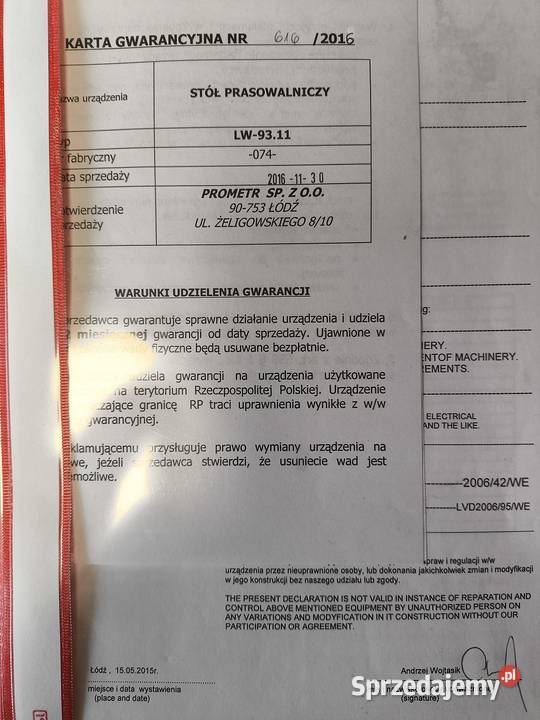 stół prasowalniczy PROMETR LW9311 Kęty