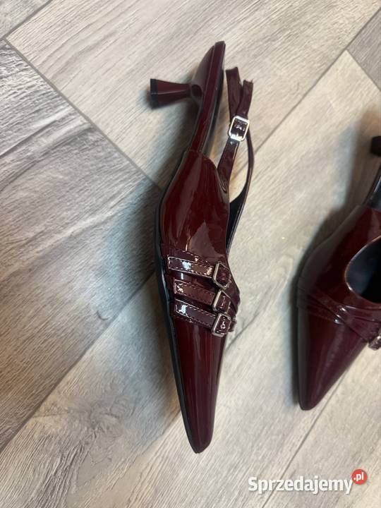 4243 Bordowe niskie czółenka wieczorowe z 27cm Kraków sprzedam