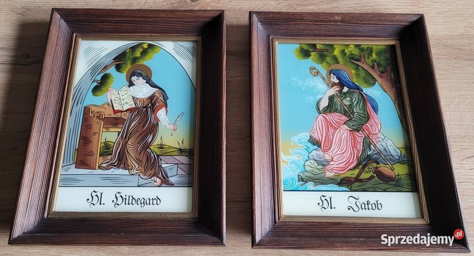 Ręcznie malowane obrazy na szkle św Jakub i Kraków sprzedam