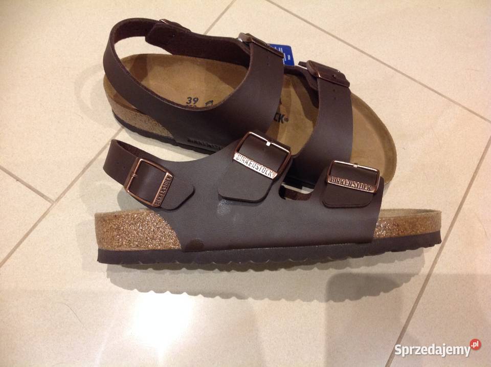 Brązowe Sandały Męskie BIRKENSTOCK 39 skórzane 25cm Nowa Sól