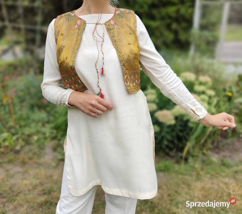 Złota kamizelka gorset S 36 etno folk boho haft Szczecin