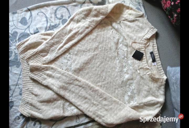 sweter sweterek BAWEŁNA z wstawkami koronkowymi Leszno
