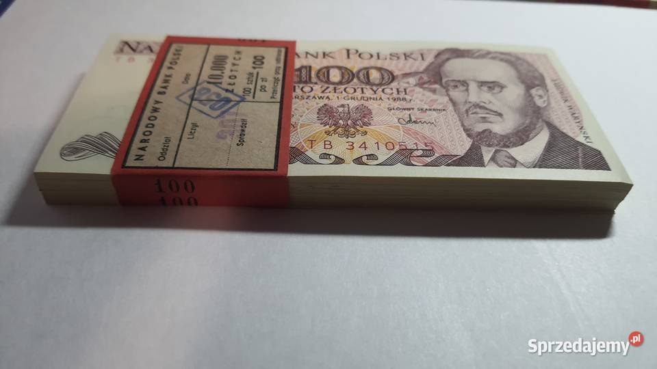 PACZKA 100 x 100 złotych 1988 UNC s TB Warszawa sprzedam