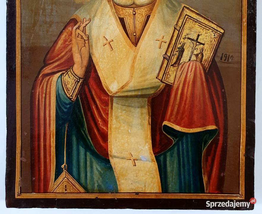 Ikona Święty Mikołaj z Miry Cudotwórca XIXw 0340 mazowieckie Warszawa