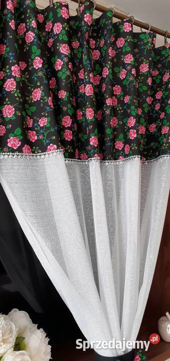 Firanki zasłonki dekoracyjne góralskie róże Firany
