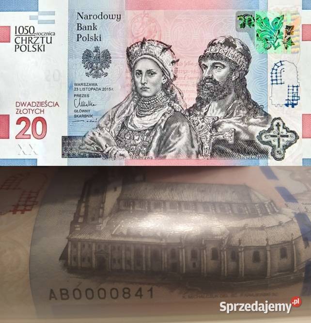 841 Niski Numer BANKNOT 20 1050 Rocznica Chrztu śląskie Czeladź