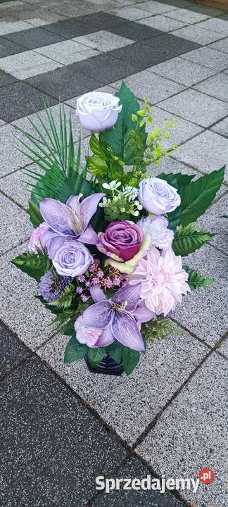 komplet nagrobny w odcieniach fioletu Psary sprzedam