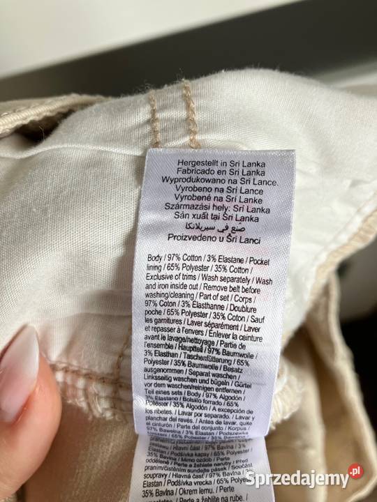 Nowe beżowe spodnie rurki FF L XL skinny jeans brązowy/beżowy Nisko sprzedam