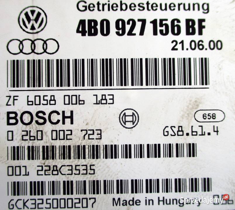 4B0927156BF STEROWNIK SKRZYNI BIEGOW AUDI A6 C5 Przemęt