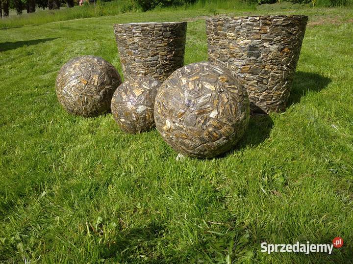 Kule z kamienia naturalnego szare kamień kora Długołęka-Świerkla