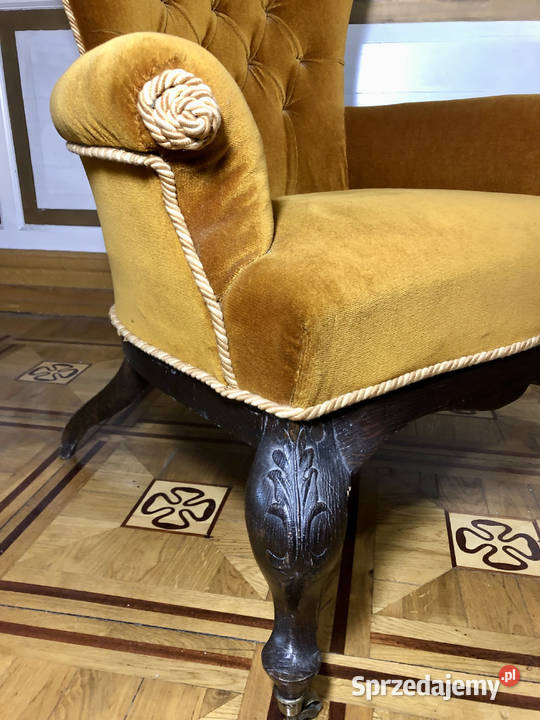 FOTEL USZAK czarny dąb tkanina welur w kolorze Konstancin-Jeziorna