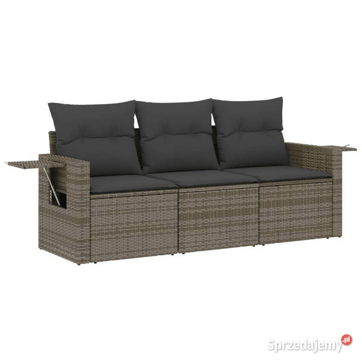 3częściowa sofa do ogrodu z poduszkami szara Zestawy mebli ogrodowych sprzedam