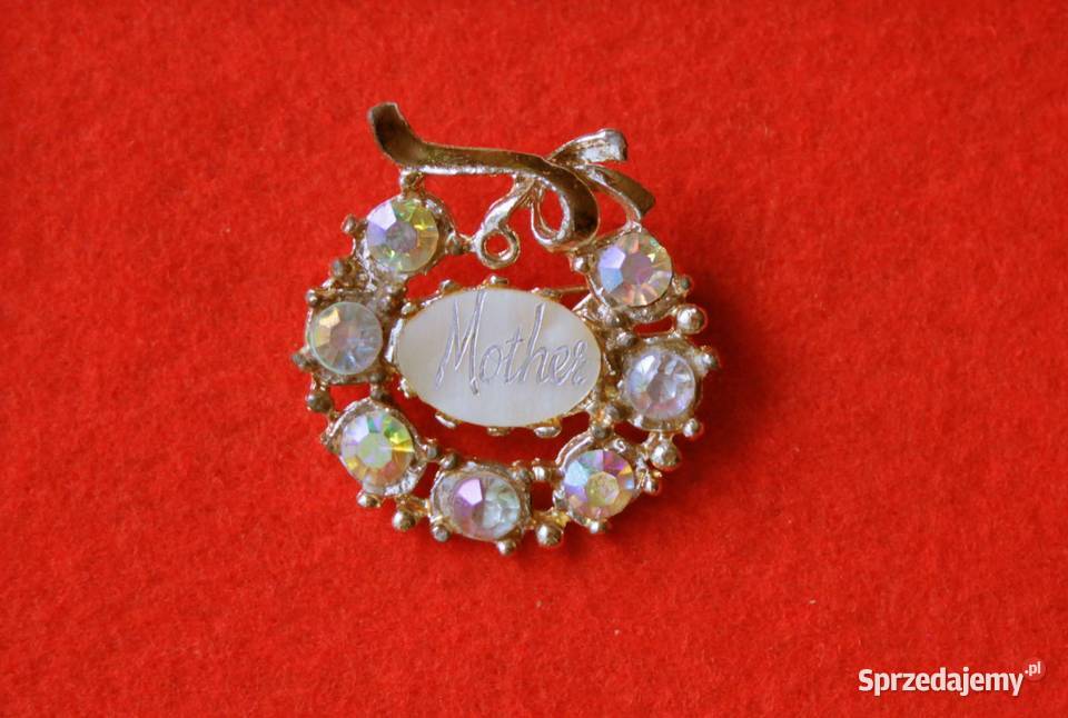 Stara angielska broszka koło ze wstążką Mamy Ochojno