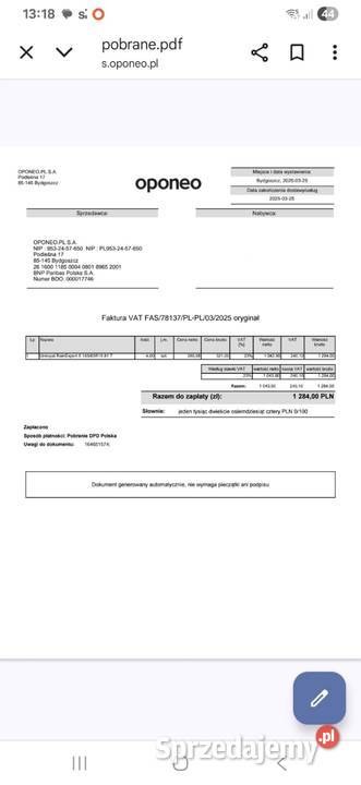 Komplet praktycznie nowych opon letnich 1656515 65 Sławniów