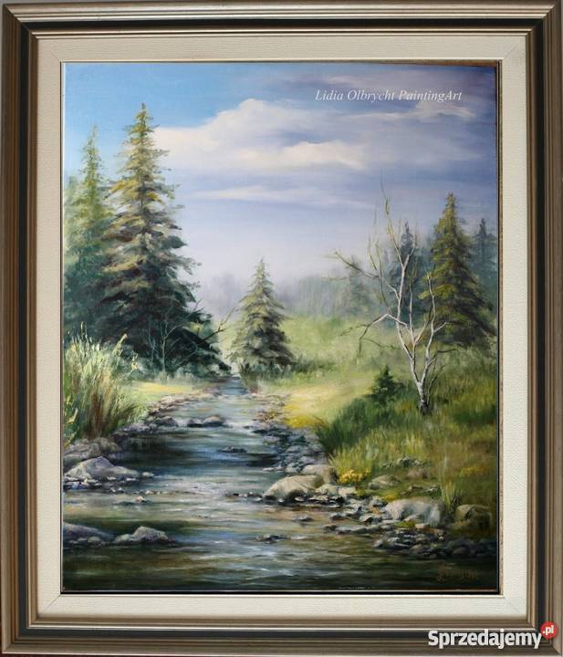 Pejzaż Wiosna obraz olejny L Olbrycht Nowy Sącz