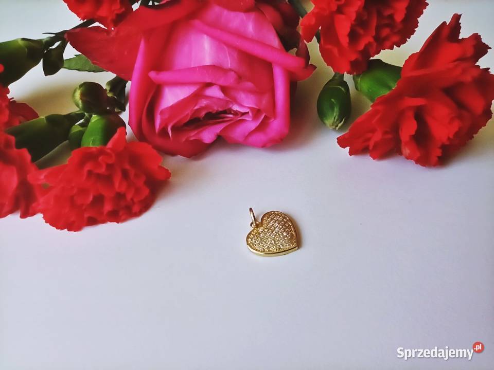 Zawieszka serce srebrna 925 pozłacana cyrkonie Warszawa sprzedam