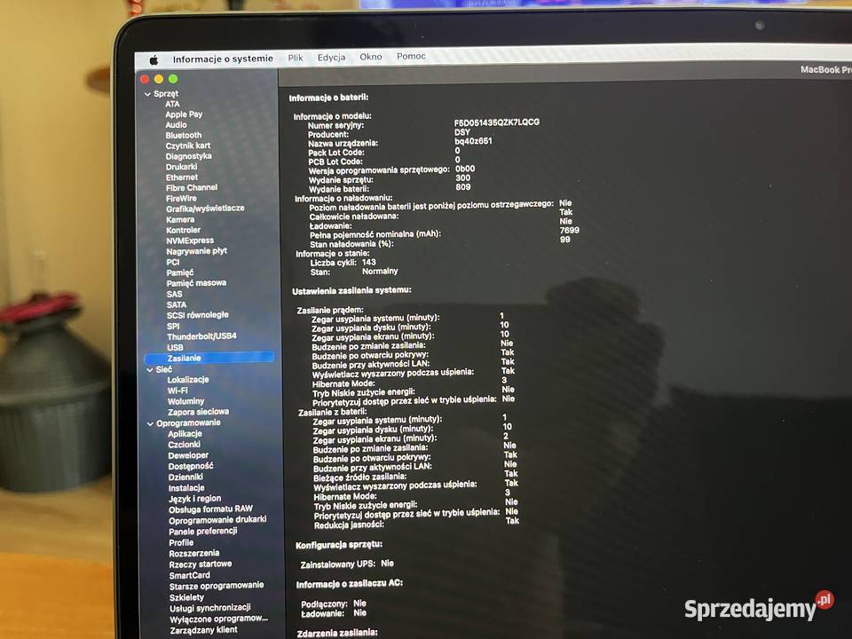 MacBook Pro 16 2019 i7 32GB RAM Bateria 143 Lidzbark Warmiński sprzedam