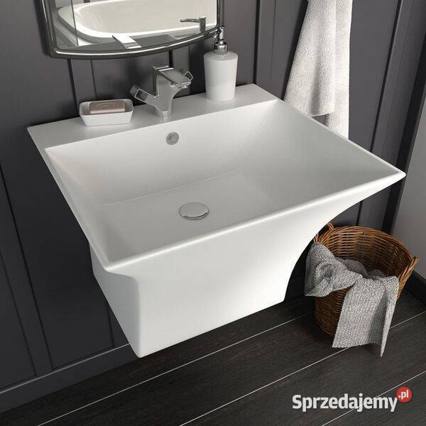 vidaXL Umywalka ścienna ceramiczna