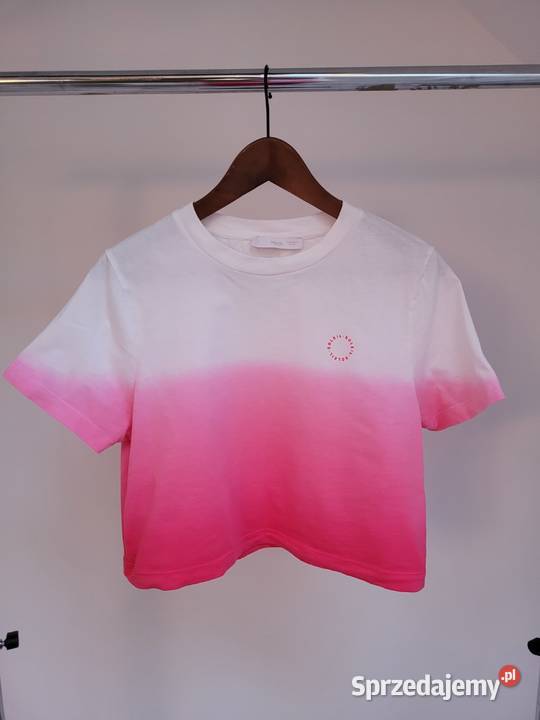 Biało różowy tshirst bluzka ombre bawełna Bluzki i koszule Liszki